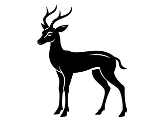 Obraz premium A graceful black gazelle silhouette vector against a white background.