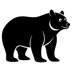 Fototapeta premium A black bear silhouette vector presents a wildlife graphic on white.
