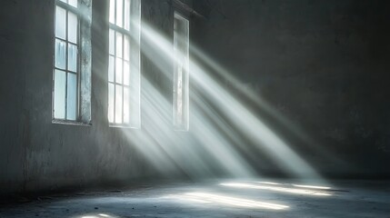 Sunlight streaking through windows in interior