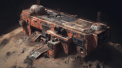 Abandoned sci fi structure in desert landscape