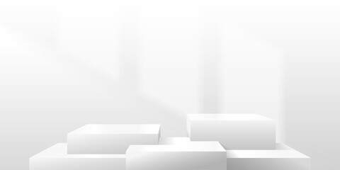 White 3D parallelepipeds in white and gray tones.