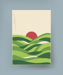 Abstract landscape with smooth elements in traditional Asian style.