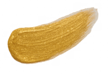 Gold paintbrush stroke creating shimmering, metallic texture, lending luxurious accent to graphic design on transparent background