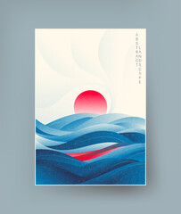 Abstract landscape with dynamic elements in Japanese style.