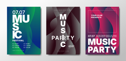 Musical party posters set. Colorful templates for your event.