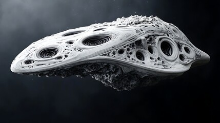 Abstract digital form with complex surface against dark background