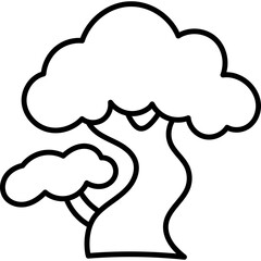 Simple tree outline illustration, ready for any design project. A clean and adaptable line art featuring a unique tree silhouette.