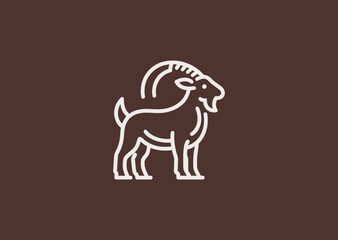 Goat line logo for nature, endurance, or minimalist brand identity.