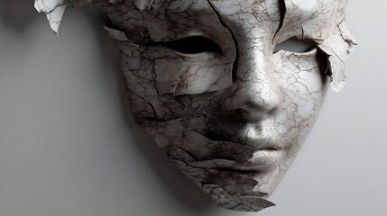 Cracked Mask on Wall