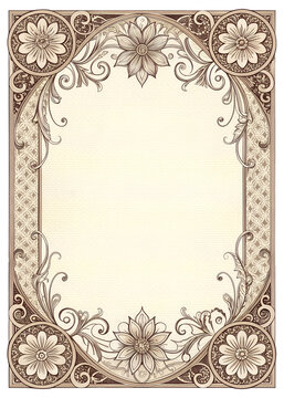 Classic Ornamental Scroll Border - Vintage Currency Design with Floral Motifs & Etched Line Work