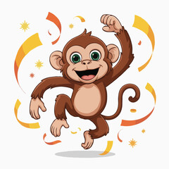 Fototapeta premium monkey character design illustration happy posing