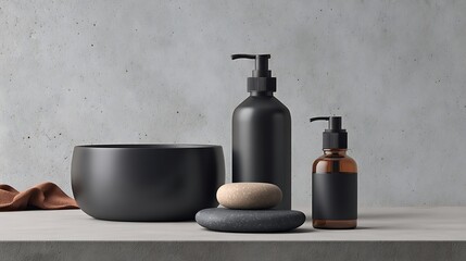 Bathroom Accessories with Bowl and Pump Bottles