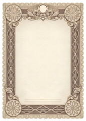 Classic Ornamental Scroll Border - Vintage Currency Design with Floral Motifs & Etched Line Work