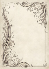 Classic Ornamental Scroll Border - Vintage Currency Design with Floral Motifs & Etched Line Work