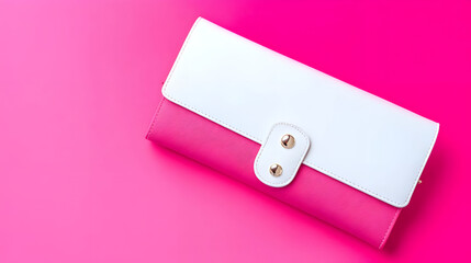 Pink and White Wallet on Pink Background