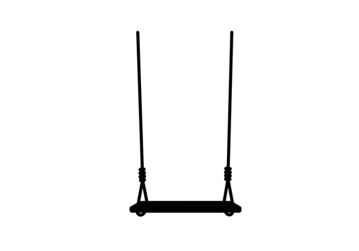 Isolated black swing silhouette on a white background in a simple minimalist style design element