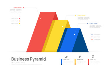 Infographics triangular pyramid chart timeline business 3 steps to success template.