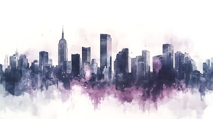 Fototapeta premium Abstract city skyline watercolor illustration