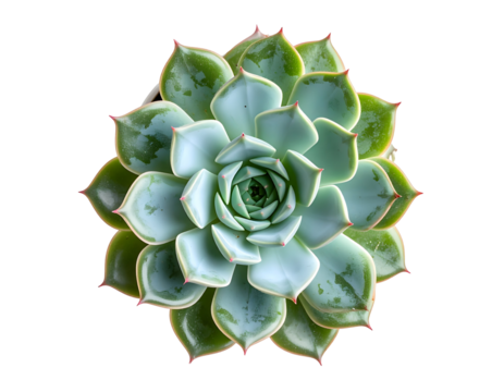 Succulent rosette on pure black background