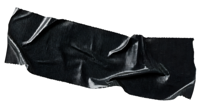 Black Adhesive Tape Rippled Texture Isolated