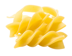 Dry fusilli pasta on black background
