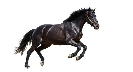 Obraz premium Black Horse Running Against Transparent Background