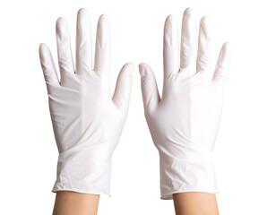 Obraz premium Hands with protective latex surgical gloves