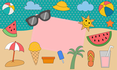 Summer Background with Summer element collection. Summer holiday beach. Summer wallpaper