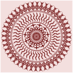 Red Wavy Mandala on Soft Pink – Feminine Decorative Vector Art