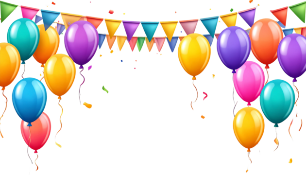 Colorful confetti with ribbons isolated on white background.

