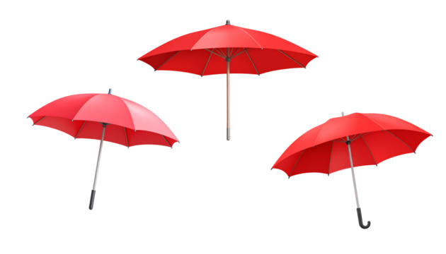 Red umbrella isolated on white background.
