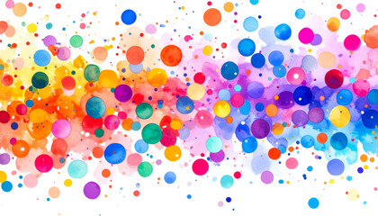 Colorful confetti with ribbons isolated on white background.
