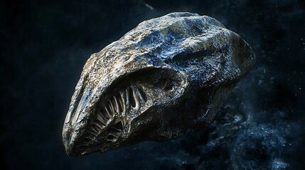 Abstract stone form with detailed texture and shadows