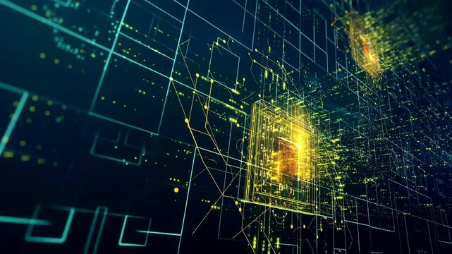 yellow and blue wireframes for sci fi swimming