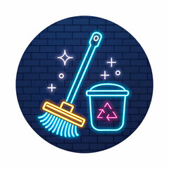 toilet brush neon sign cleaning equipment glowing