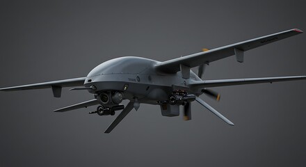Gray unmanned aerial drone aircraft