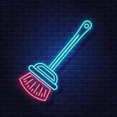 toilet brush neon sign cleaning equipment glowing