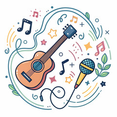 vector music doodle in vector illustration colourful