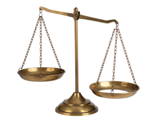  Broken Balance Scale with One Empty Pan, Dramatic Side Angle, Transparent Background