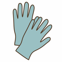 Fototapeta premium Blue travel gloves in flat style for hygiene and safety in airports and public places. Ideal for travel icons or health designs.