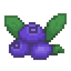 Pixel illustration of a bunch of blueberries