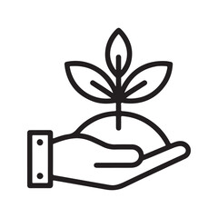 Hand holding a growing plant sprout growth seedling