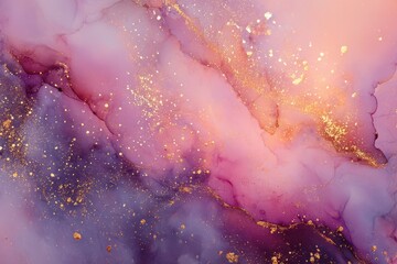 Obraz premium Abstract Pink and Gold Ink.