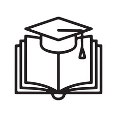 Open book with graduation cap icon academic education