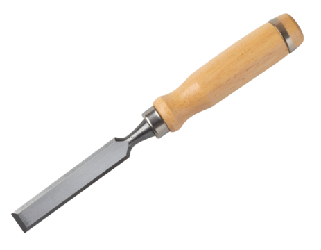 Isolated chisel with wooden handle tool