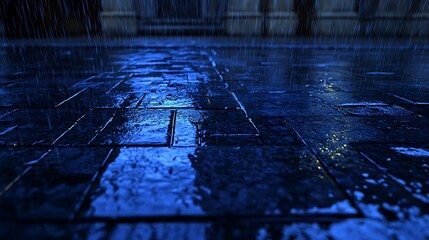 Wet pavement night rain
