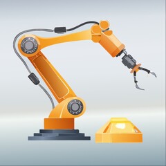 Fototapeta premium Robotic Arm in Industrial Setting for Automation and Manufacturing Use