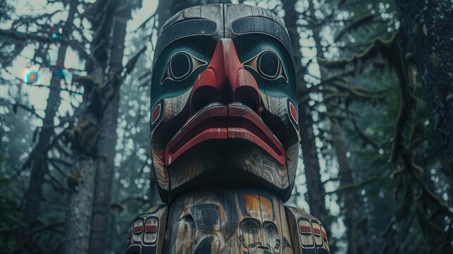 totem pole melting into forest deforestation impact