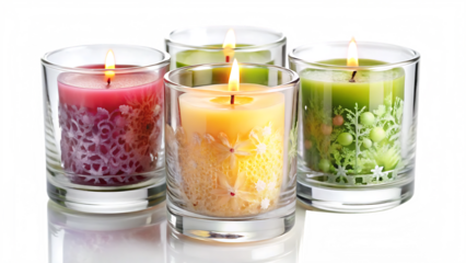 beautiful wax candles isolated on white background, png, ai generated.