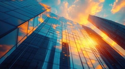 Transparent solar panels on skyscraper windows